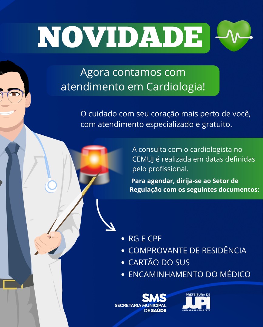 Saúde de Jupi agora com atendimento de Cardiologista no CEMUJ